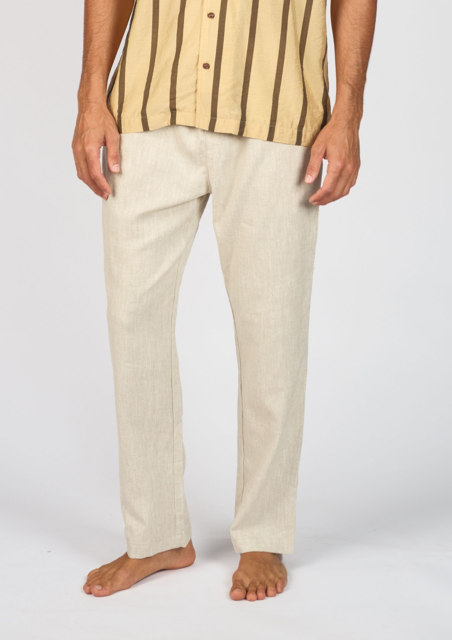 Mens Hawaii Resort Wear - Billy Aloha Linen Lounge Pants - Natural