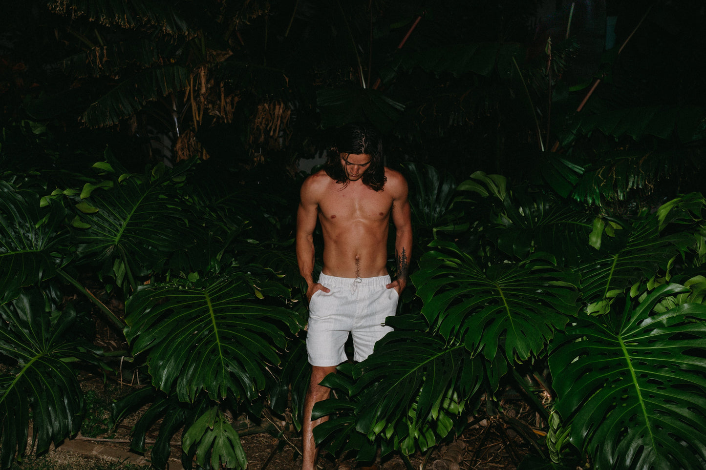 Mens Hawaii Resort Wear - Billy Aloha Linen Lounge Shorts - Ivory