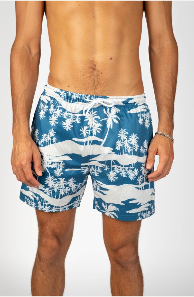 Mens Hawaii Resort Wear - Billy Aloha Reflections Trunk - Navy 3