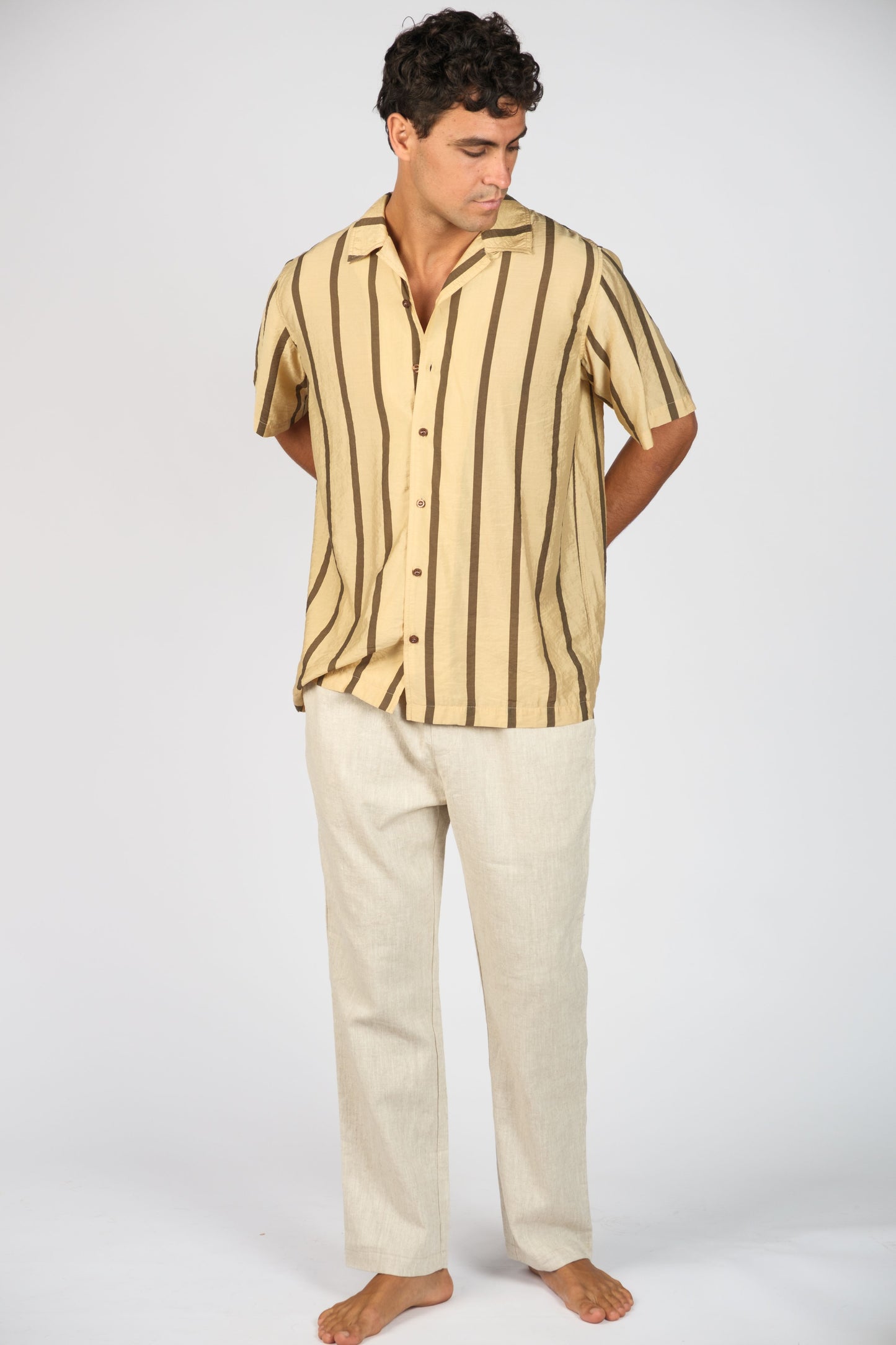 Mens Hawaii Resort Wear - Billy Aloha Linen Lounge Pants - Natural
