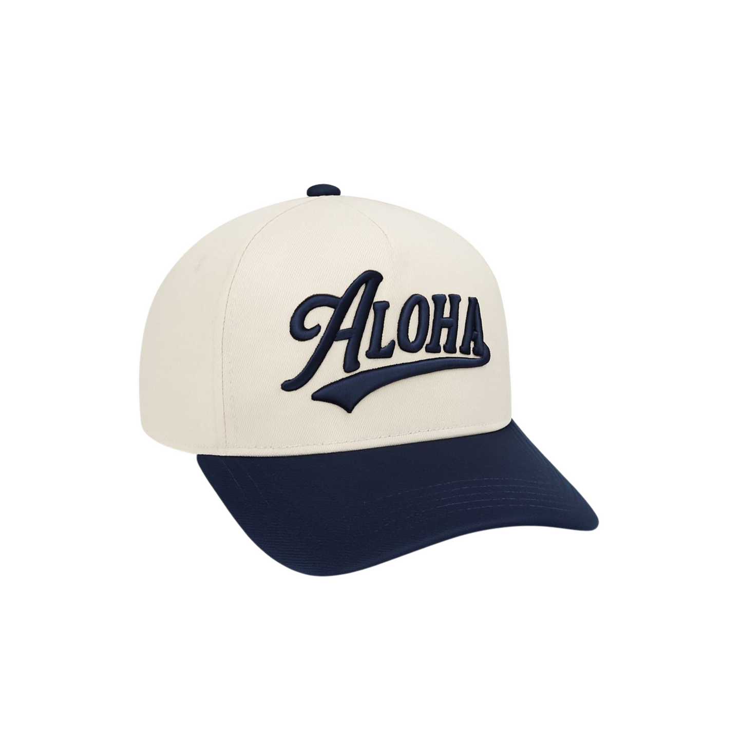 Billy Varsity Baseball Cap - Off White and Navy