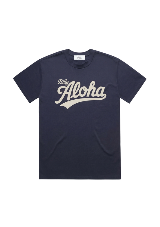 ALOHA VARSITY TEE  - FADED NAVY