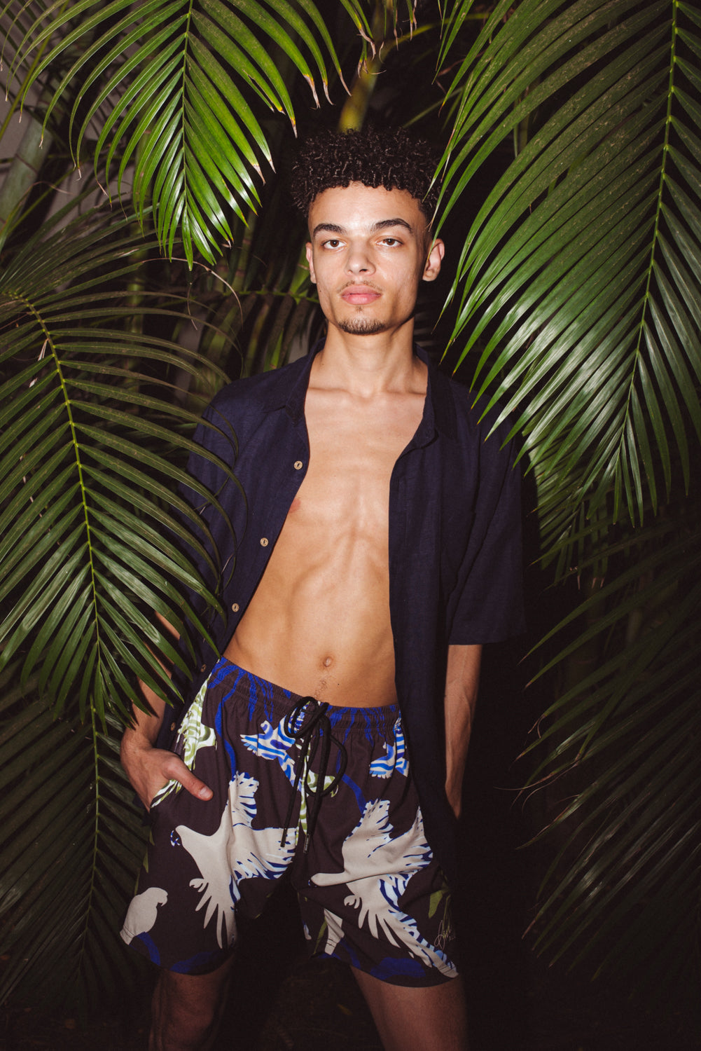 BILLY ALOHA NIGHT SKY SHIRT AND HAVOC SWIM TRUNKS
