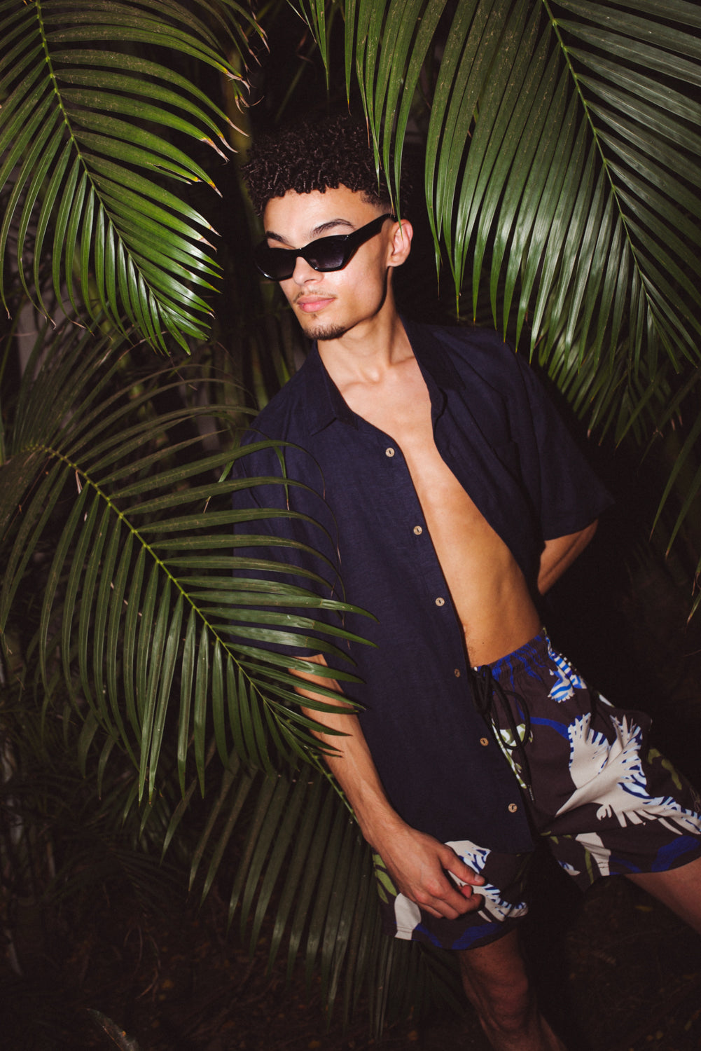 BILLY ALOHA NIGHT SKY LINEN SHIRT AND HAVOC SWIM TRUNKS