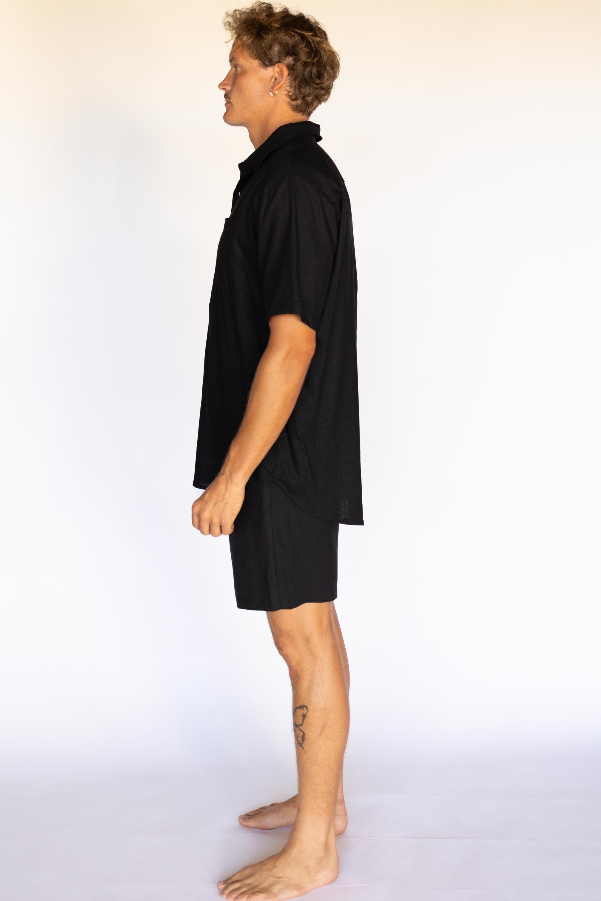 Billy Aloha Cafe Shirt - Black Viscose 5 Mens Hawaii Resort Wear - 
