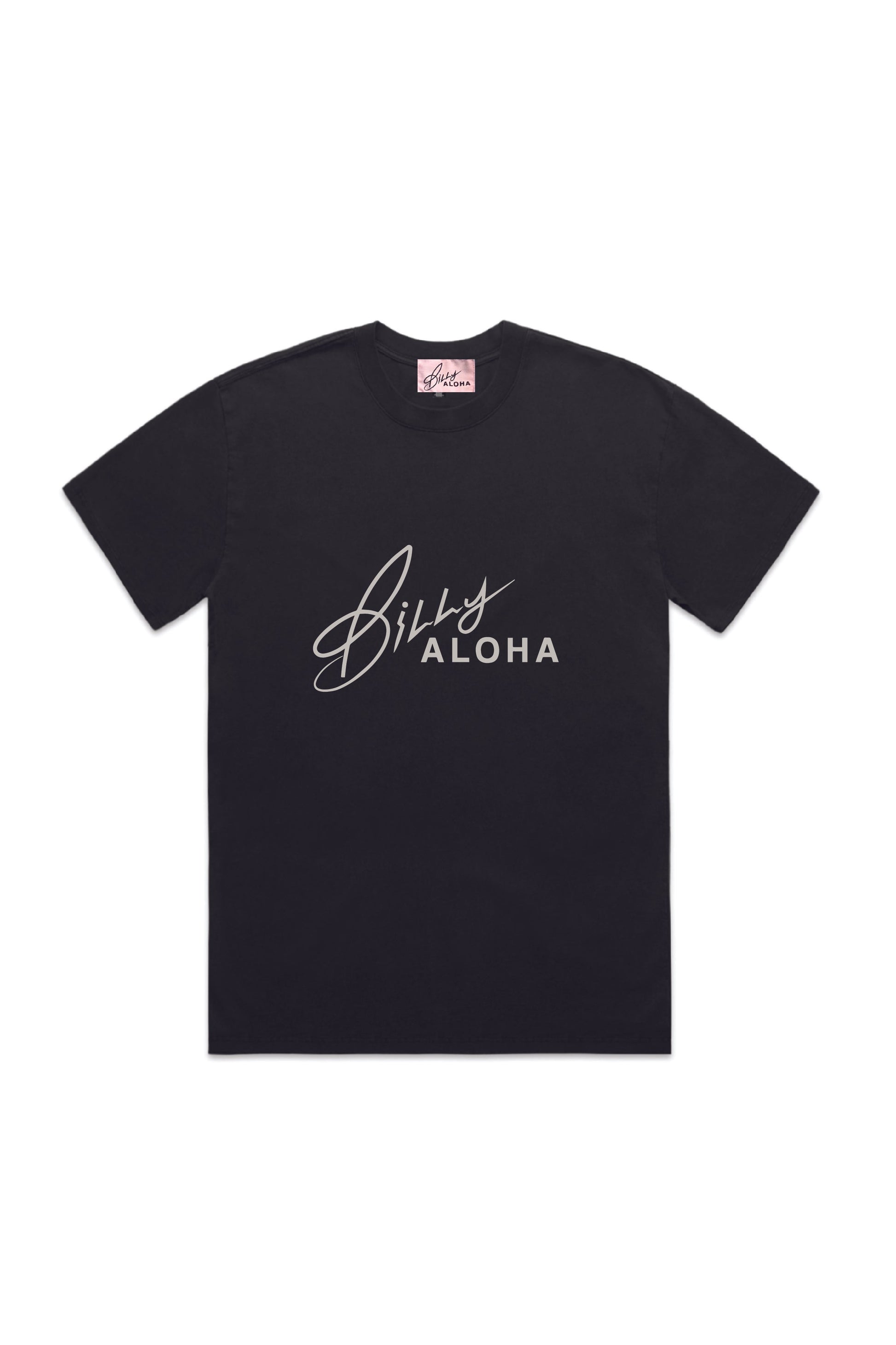 Mens Hawaii Resort Wear - Billy Aloha Heavy Faded Logo Tee - Black