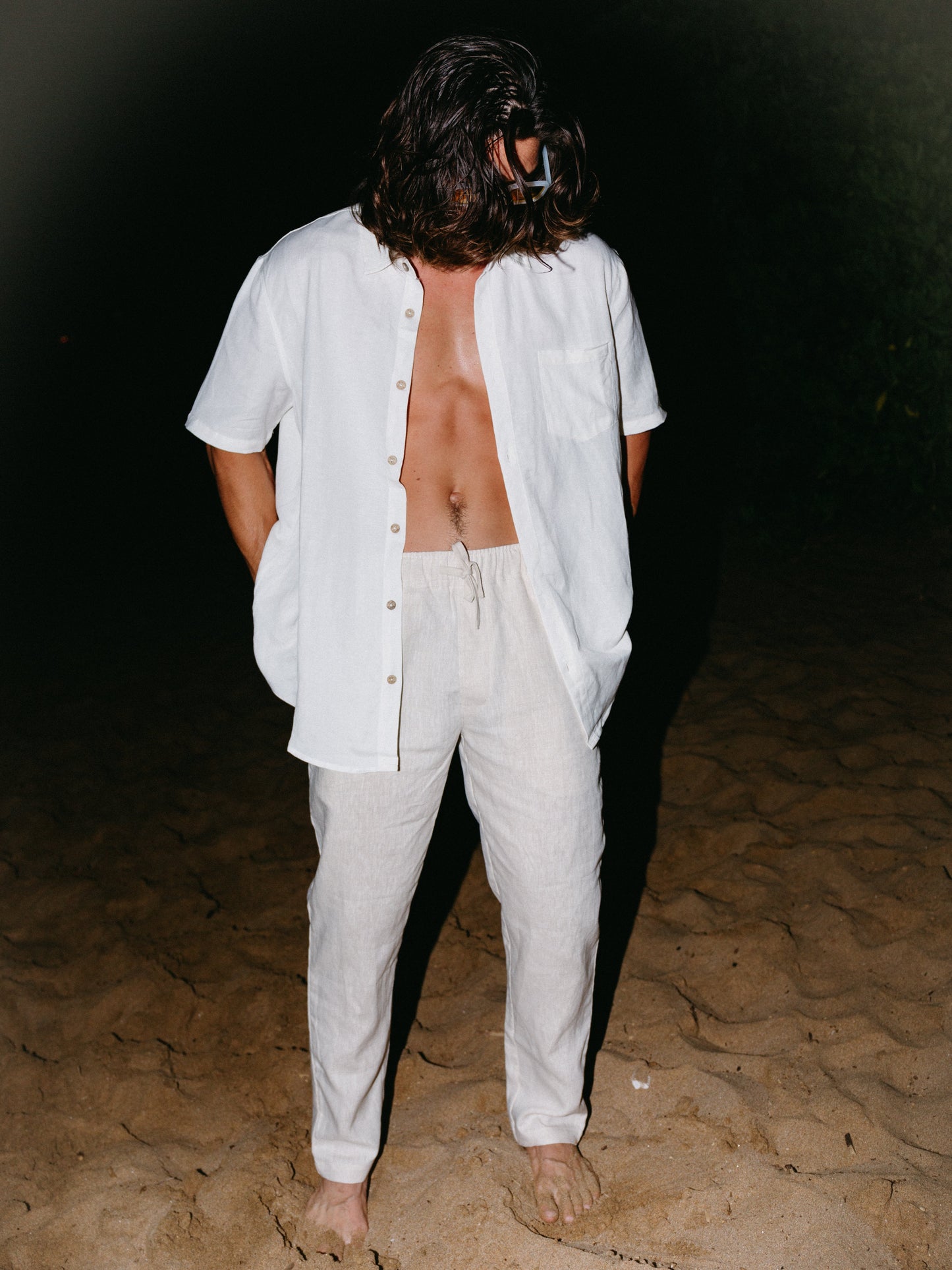 Mens Hawaii Resort Wear - Billy Aloha Linen Lounge Pants - Natural 2