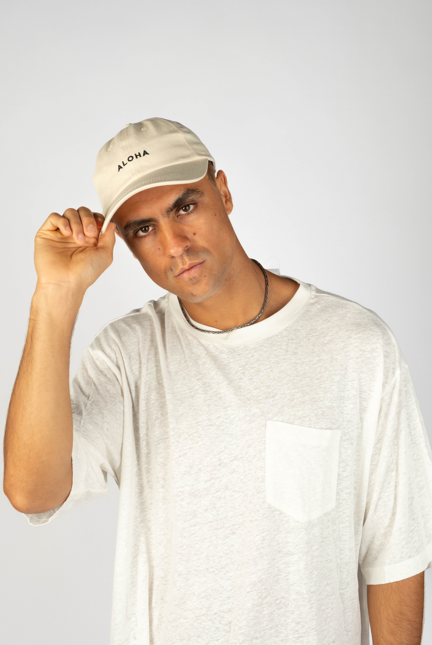 Mens Hawaii Resort Wear - Billy Aloha Mini Aloha Dad Cap- Off White