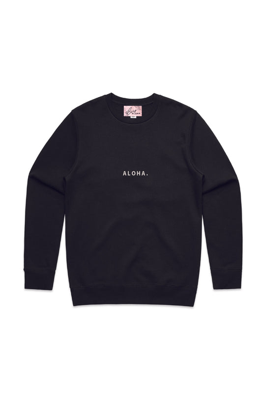 Mens Hawaii Resort Wear - Billy Aloha Mini Aloha Lux Fleece Sweater - Black