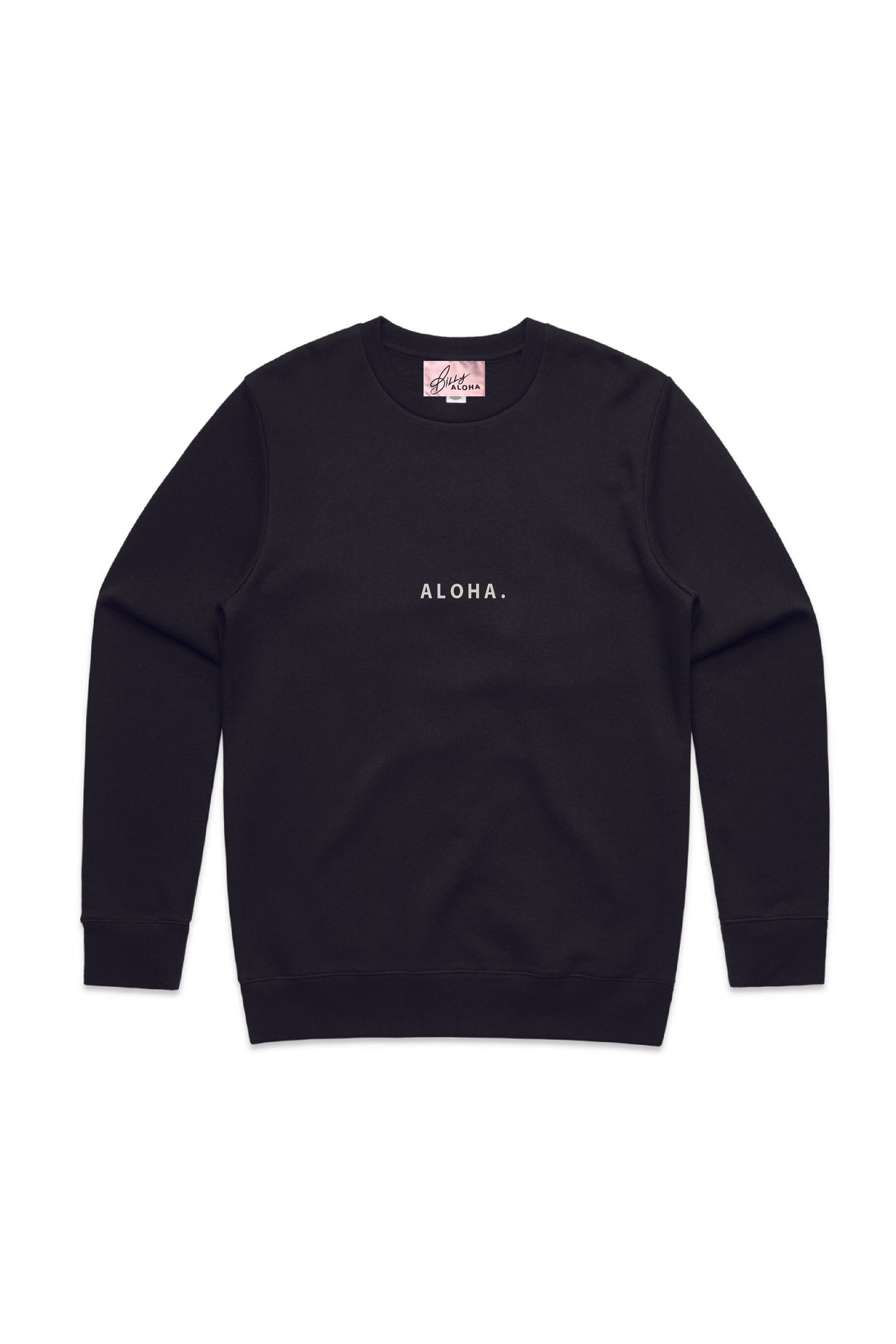 Mens Hawaii Resort Wear - Billy Aloha Mini Aloha Lux Fleece Sweater - Black