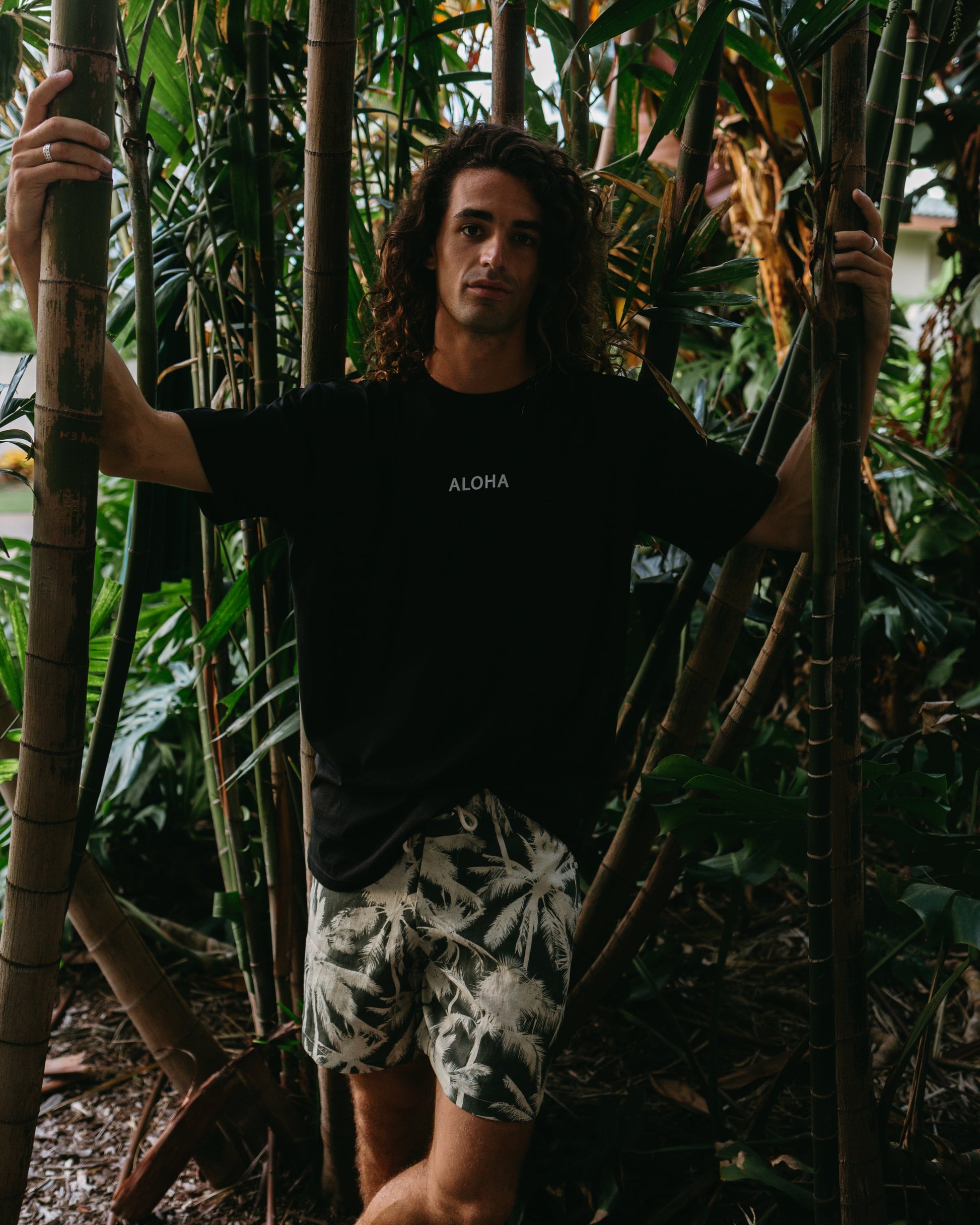 Mens Hawaii Resort Wear - Billy Aloha Mini Aloha Tee - Black 2