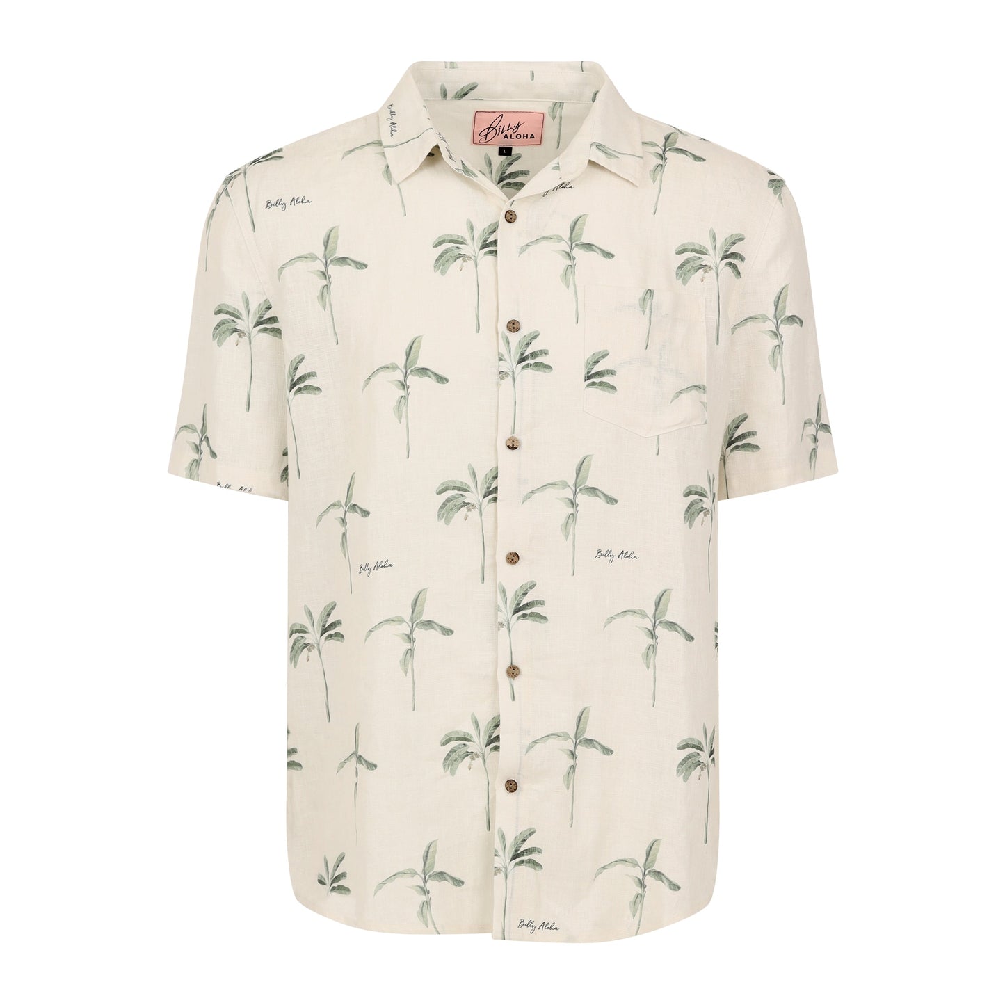 BILLY ALOHA Men's Hawaiian Shirt Modern Palms Shirt - Ivory