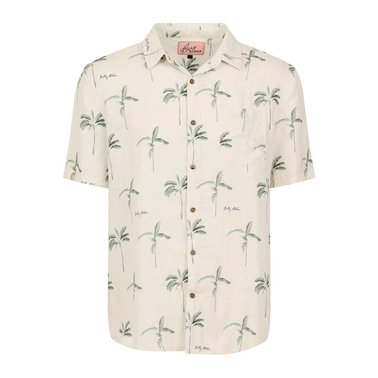BILLY ALOHA Men's Hawaiian Shirt Modern Palms Shirt - Ivory