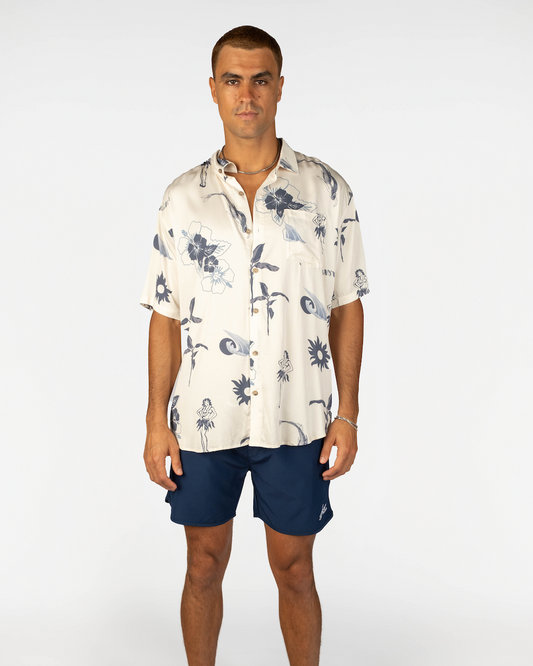 Mens Hawaii Resort Wear - Billy Aloha Post Card Shirt