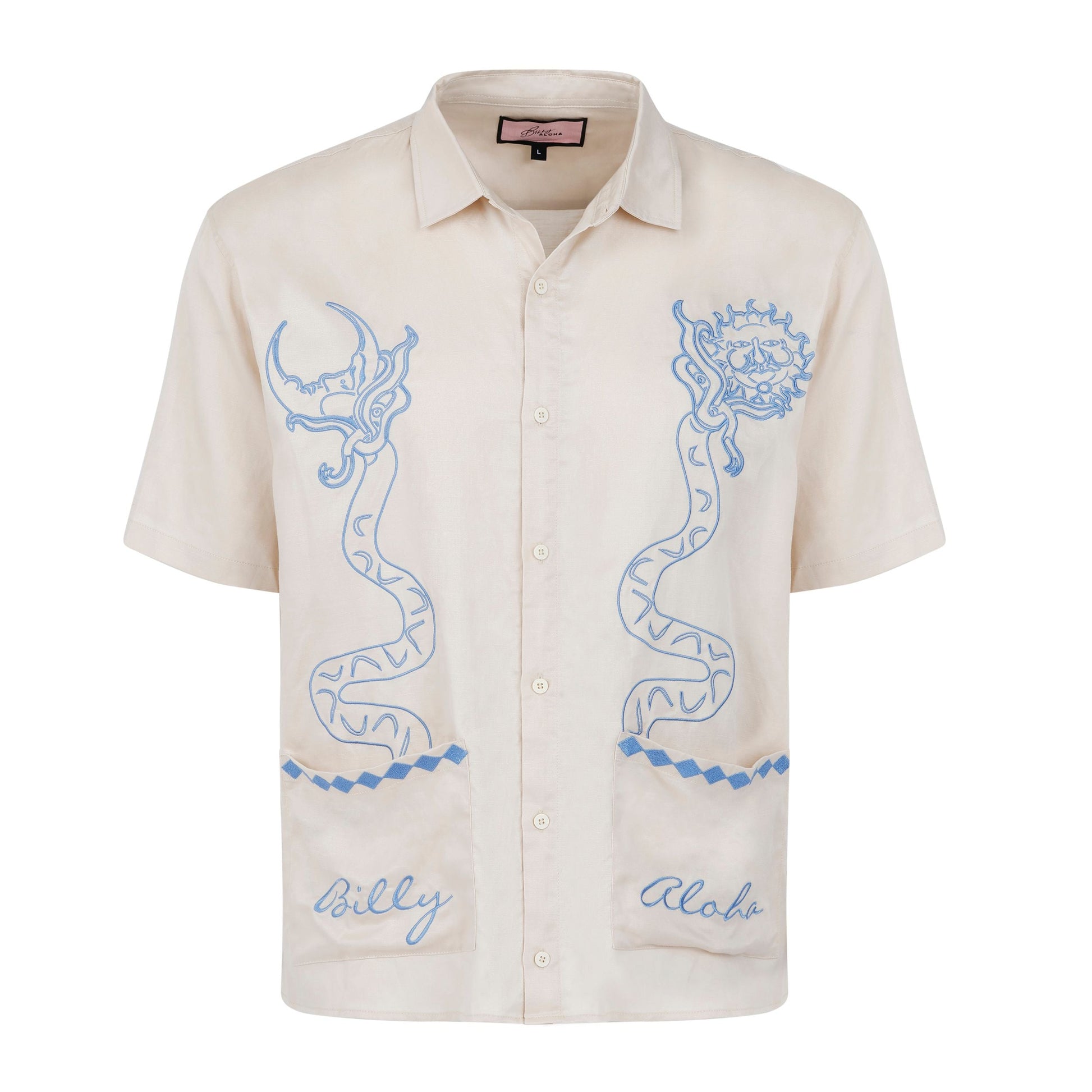 Mens Hawaii Resort Wear - Billy Aloha Spirit Cafe Embroidered Shirt