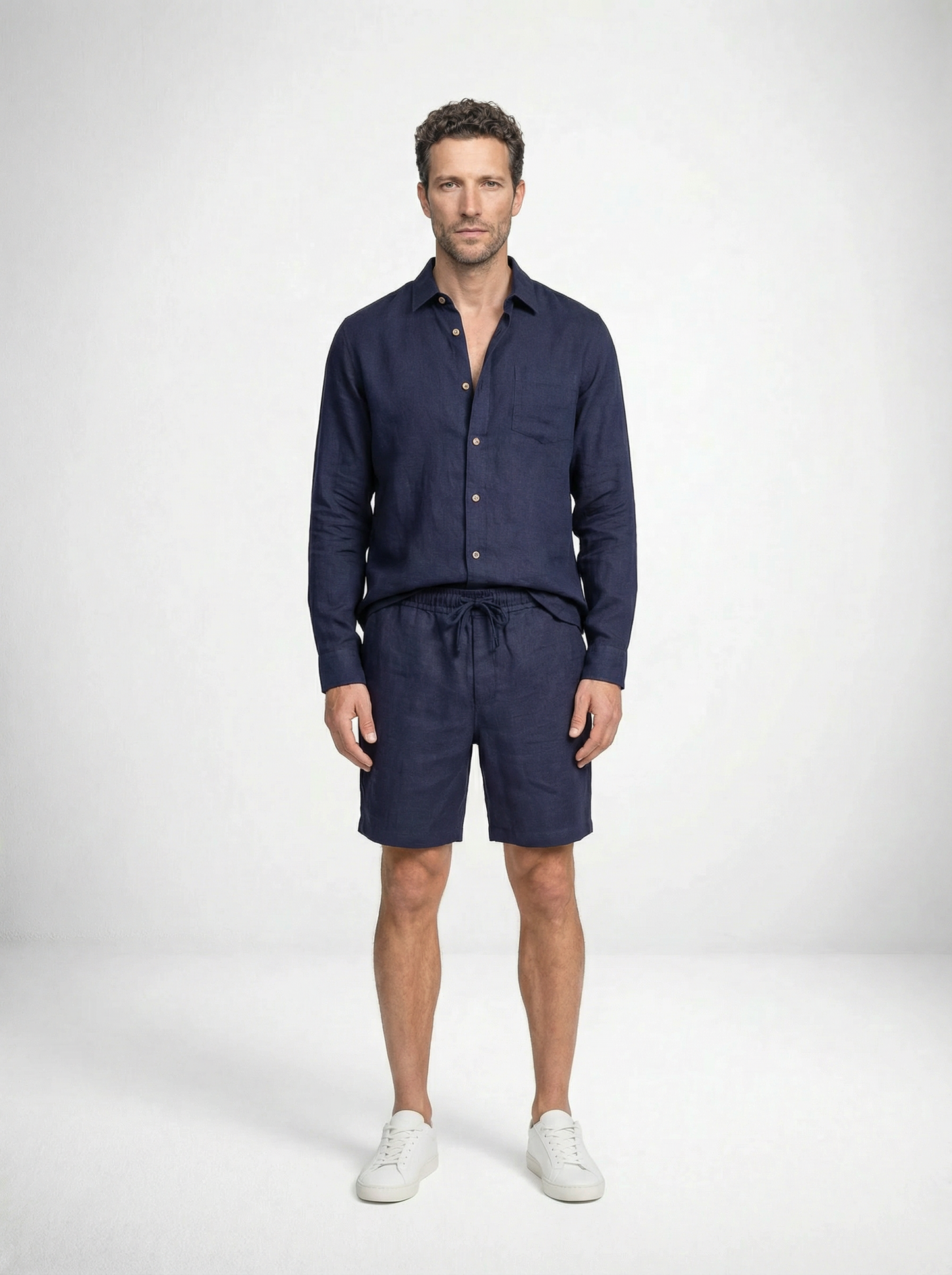 Linen Lounge Shorts - Night Sky