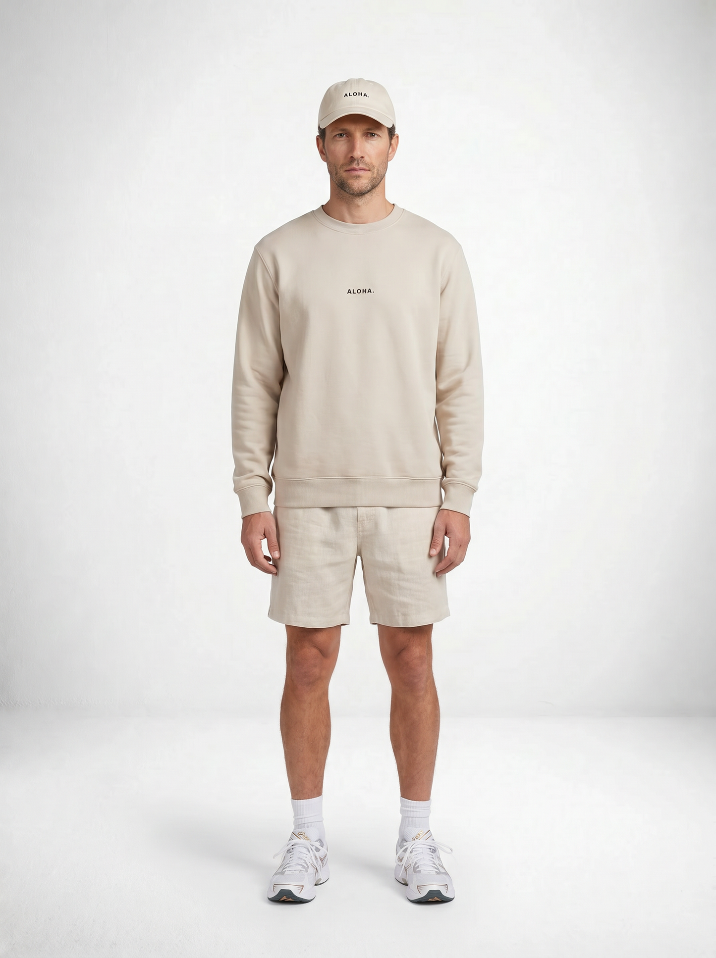 MINI ALOHA FLEECE CREW - BONE