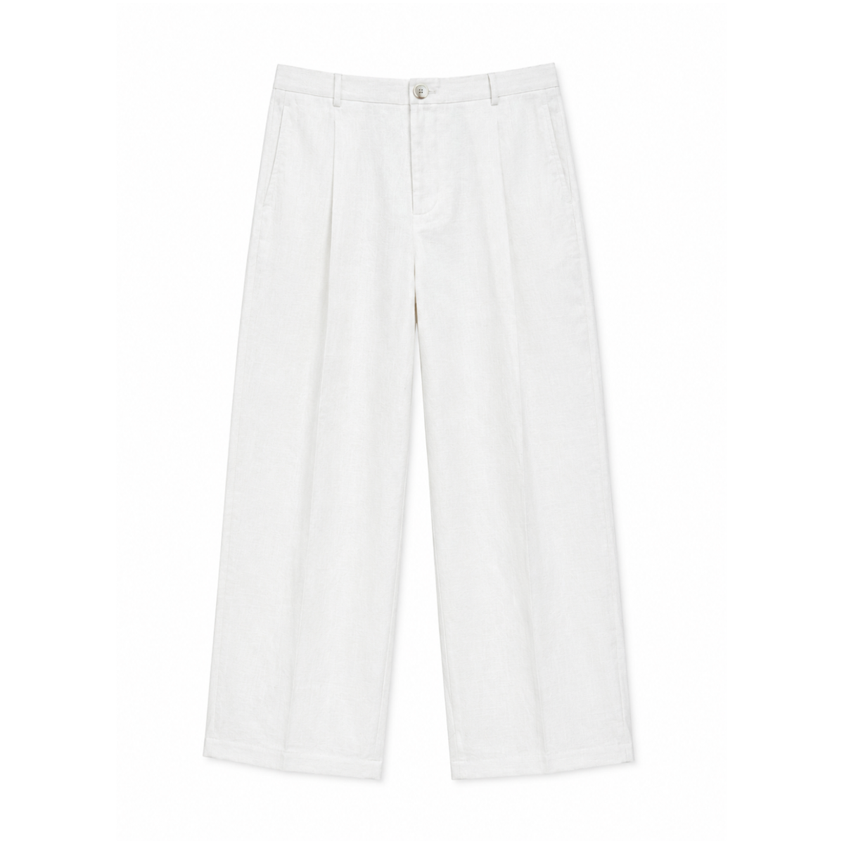 Pleated Linen Trouser - White