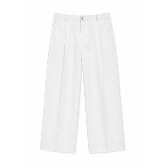 Pleated Linen Trouser - White