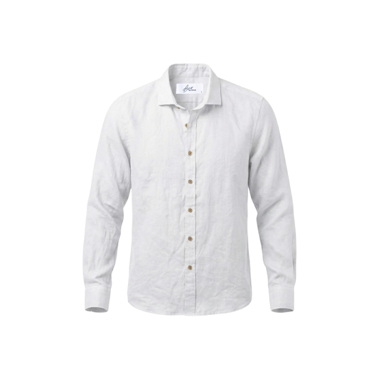 ROAMER STRETCH LINEN SHIRT WHITE GHOST MANNEQUIN PHOTO