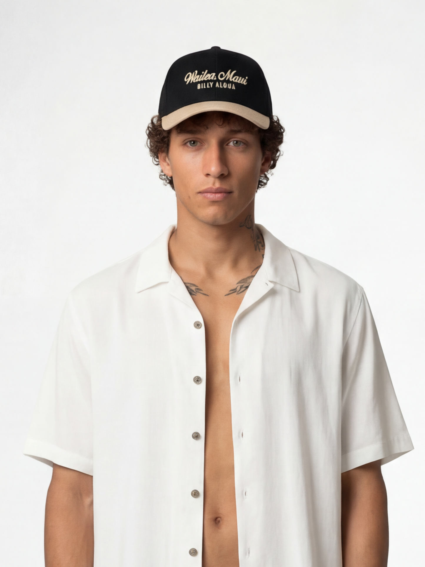 Wailea Baseball Cap - Black and Ecru