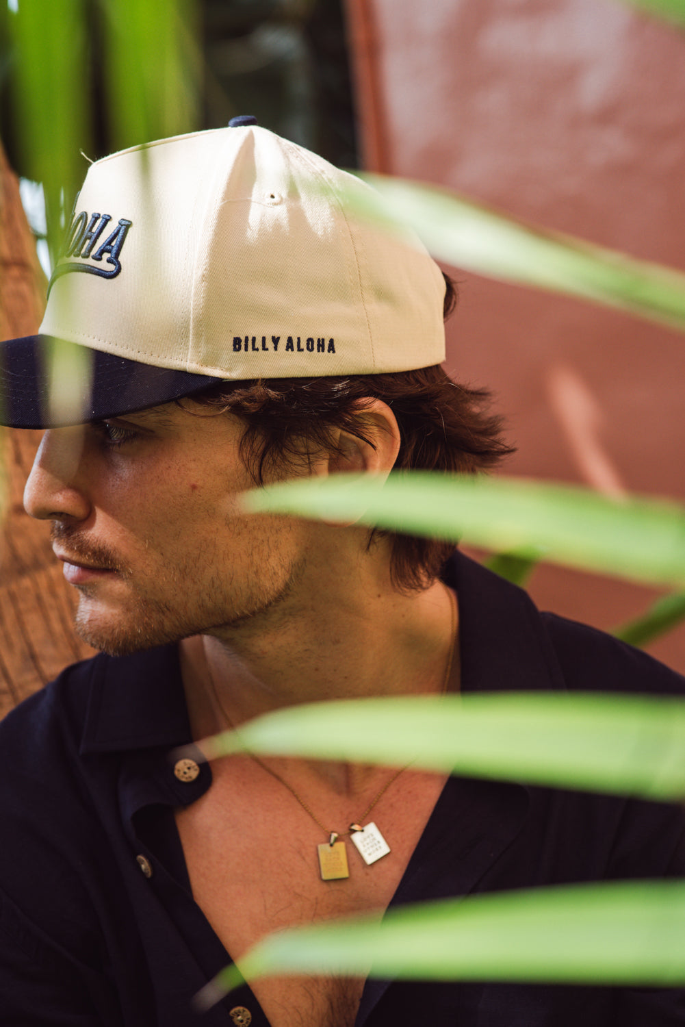 Billy Varsity Baseball Cap - Off White and Navy