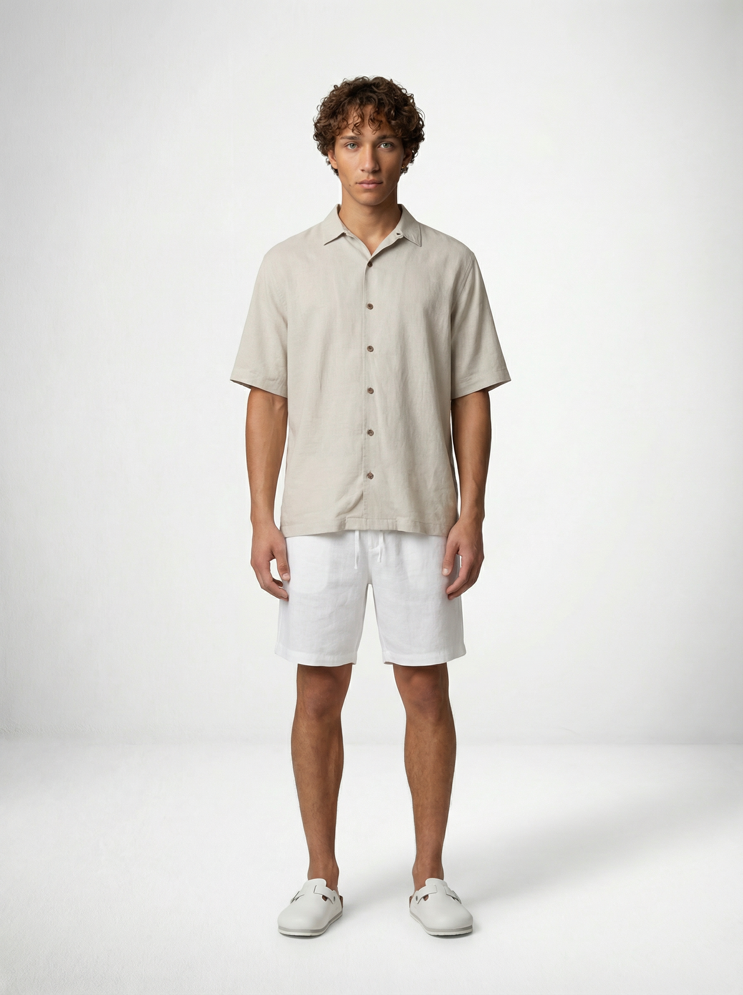 ESCAPIST STRETCH LINEN SHIRT BONE BILLY ALOHA