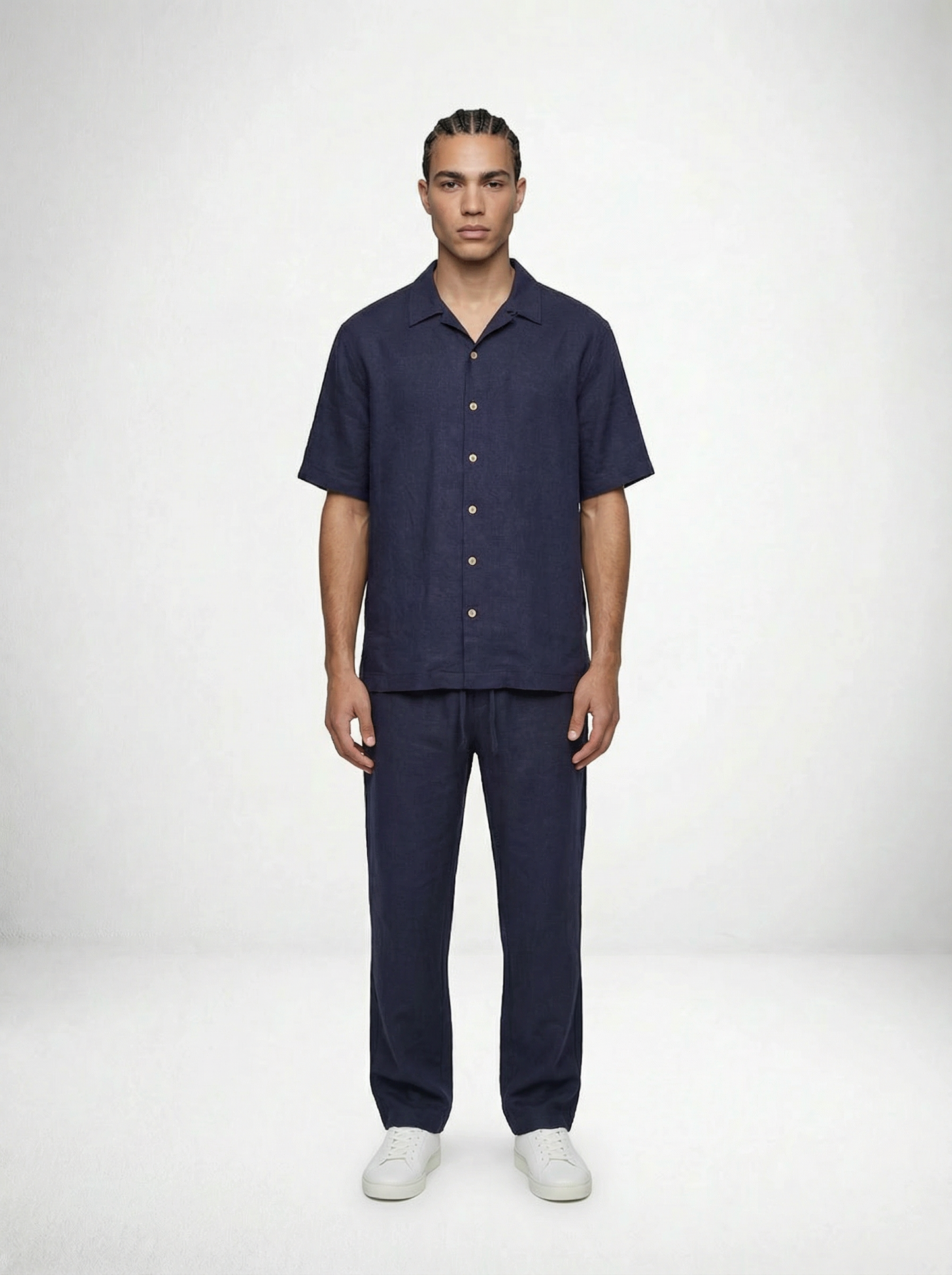 ESCAPIST STRETCH LINEN SHIRT NAVY STUDIO BILLY ALOHA